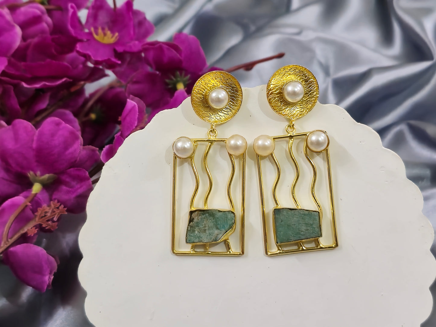 Amethyst stone earring - Green