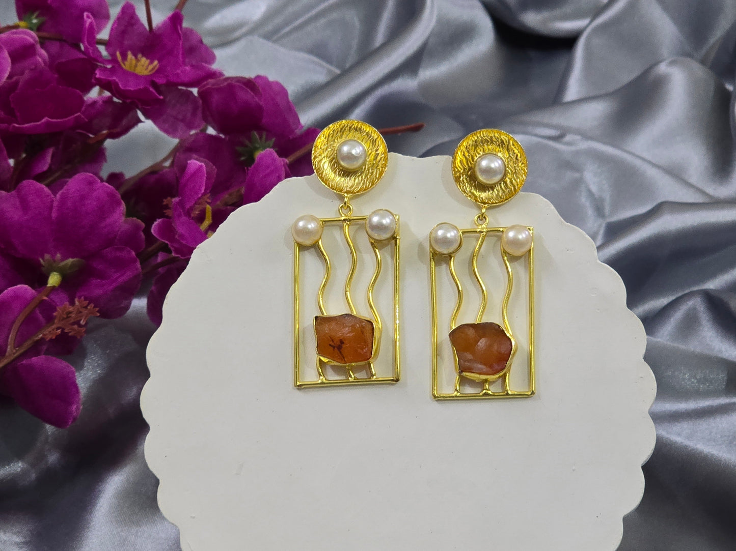 Amethyst stone earring - Brown